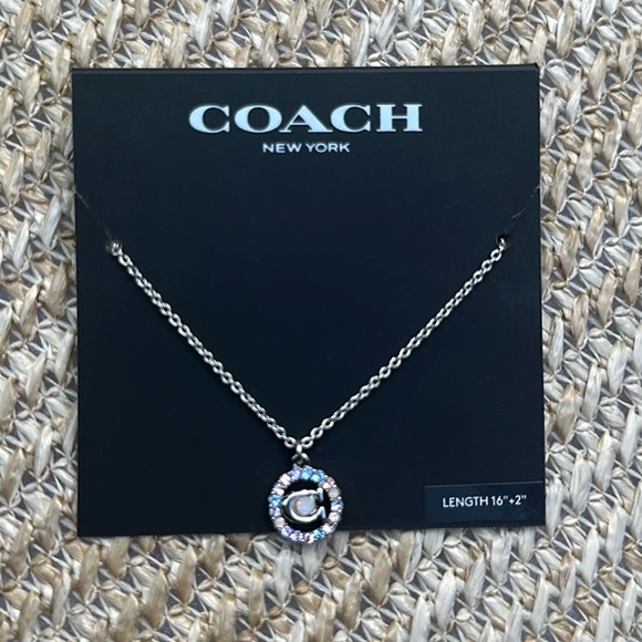 COACH Signature Logo Multi-color Crystal Necklace - Picture 2 of 5